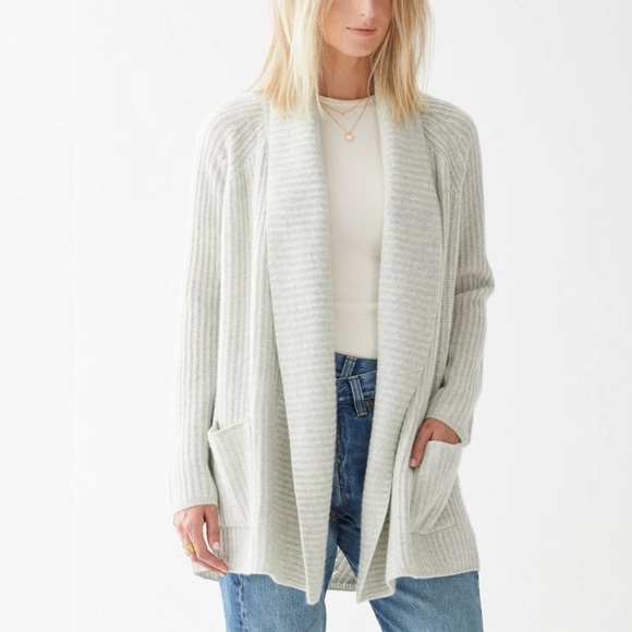 Not Monday Harper Cardigan. Cloud Heather Cashmere Sweater Sz M/L
